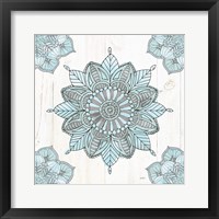 Framed Mandala Morning VI Blue and Gray