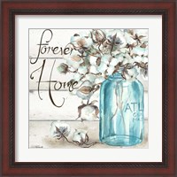 Framed 'Cotton Boll Mason Jar II Home' border=