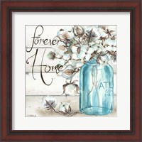 Framed 'Cotton Boll Mason Jar II Home' border=