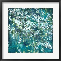 Framed Teal Blossoms Square