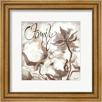 Framed 'Cotton Boll Triptych Sentiment III (Family)' border=