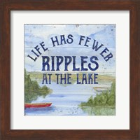 Framed 'Lake Living IV (ripples)' border=