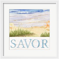 Framed 'Savor the Sea III' border=