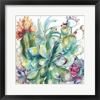 Succulent Garden Watercolor I Framed Print