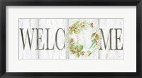 Holiday Wreath Welcome Sign Framed Print
