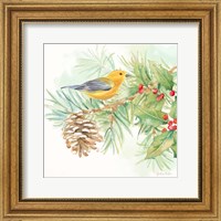 Framed 'Winter Birds I Warbler' border=