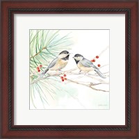 Framed 'Winter Birds II Chickadees' border=