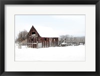 Framed Winter Barn Landscape