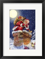 Framed Santa at Chimney with moon