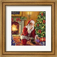 Framed Santa at tree with present