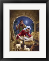 Framed Holy Family with sheep