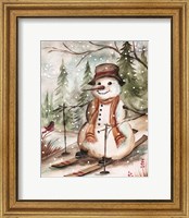 Framed 'Country Snowman IV' border=