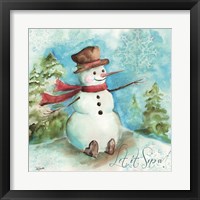 Framed 'Watercolor Snowmen I' border=