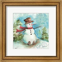 Framed 'Watercolor Snowmen I' border=