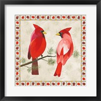 Framed Festive Birds Two Cardinals