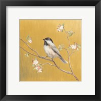 Framed 'Black Capped Chickadee on Gold' border=