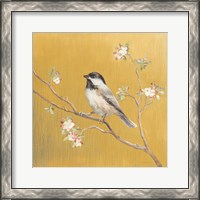 Framed 'Black Capped Chickadee on Gold' border=