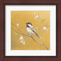 Framed 'Black Capped Chickadee on Gold' border=