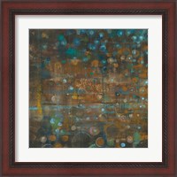 Framed 'Blue and Bronze Dots IX' border=