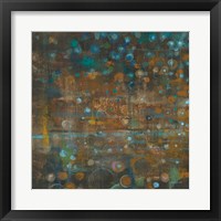 Framed 'Blue and Bronze Dots IX' border=