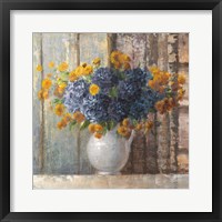 Framed Fall Dahlia Bouquet Crop Blue