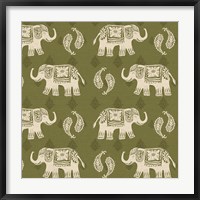 Framed Woodcut Elephant Patterns