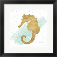 Silver Sea Life Seahorse no Gold Splatter Framed Print