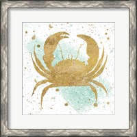 Framed 'Silver Sea Life Aqua Crab' border=