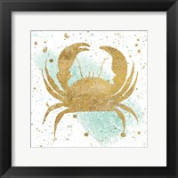 Framed 'Silver Sea Life Aqua Crab' border=