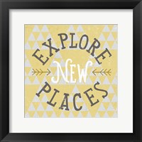 Framed 'Mod Triangles Explore New Places Retro' border=