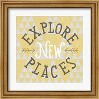 Framed 'Mod Triangles Explore New Places Retro' border=