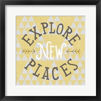 Mod Triangles Explore New Places Retro Framed Print