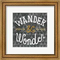 Framed 'Mod Triangles Wander and Wonder Gold' border=