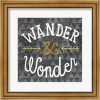 Framed 'Mod Triangles Wander and Wonder Gold' border=