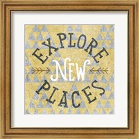 Framed 'Mod Triangles Explore New Places Gold' border=