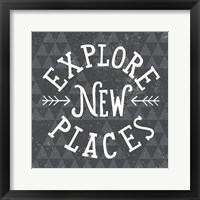 Mod Triangles Explore New Places Framed Print