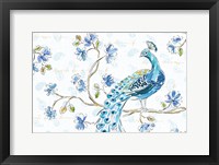 Framed Peacock Allegory II White