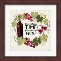 Framed 'Wine and Friends VI' border=