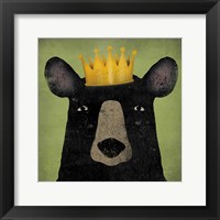 The Black Bear with Crown Framed Print