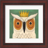 Framed 'White Owl with Crown' border=