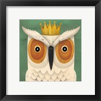 Framed 'White Owl with Crown' border=