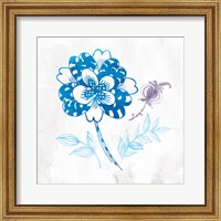 Framed 'Eastern Boho III Peacock Blue' border=