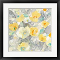 Buttercups II Teal Framed Print