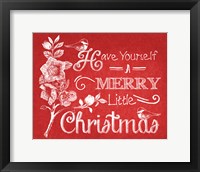 Chalkboard Christmas Sayings V on red Framed Print