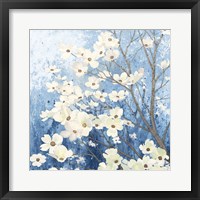 Dogwood Blossoms I Indigo Framed Print