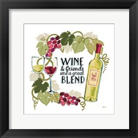 Wine and Friends V on White Framed Print