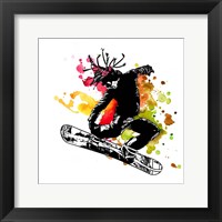 Snowboarder Watercolor Splash Part I Framed Print