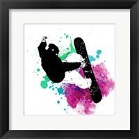 Snowboarder Watercolor Splash Part III Framed Print