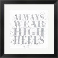 Framed Shoe Fetish Quotes II Light Silver
