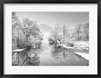 Framed Winter landscape at Loisach, Germany (BW)